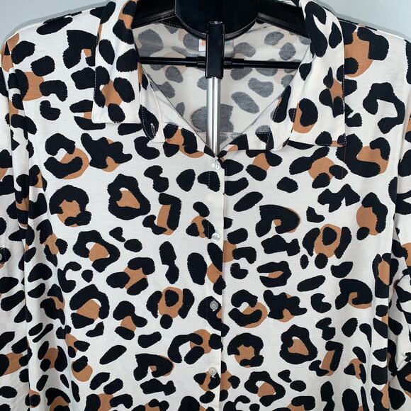 LuLaRoe Leopard Print Button-Down Shirt - Women's Large - Picture 2 of 6